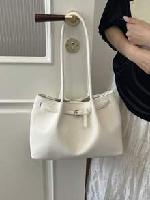 Premium Fashion Versatile Shoulder Commuter Bag For Women, Spring/Summer New Style, Large Capacity Tote Bag For Students, Woven Shopping Bag - White - View 7