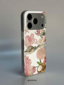 GIIPPA 1件白色背景海龜與貝殼圖案設計手機殼，適用於Phone 17 Pro Max，相容於Phone 16 Pro Max、15 Pro Max、14 Pro Max，韓系高端時尚趣味手機殼，相容於11/12/13/14/15/16 Pro Max Plus，優雅設計適合男女使用，聖誕節、情人節、復活節、婚禮季與生日送給女友的完美禮物！ - 彩色 - 查看 2