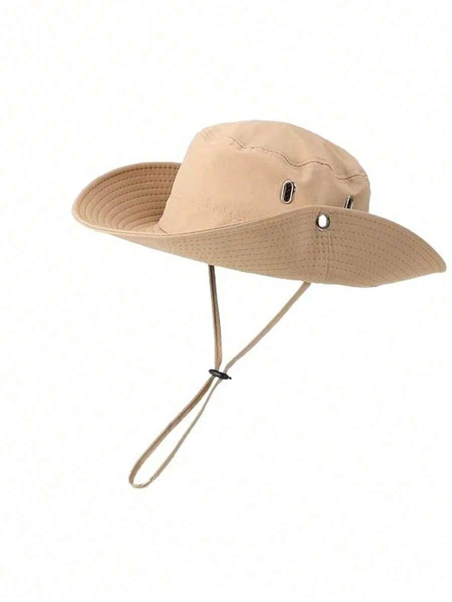 1 Piece Bucket Hat For Outdoor Travel, Fishing, Sun Protection, Cowboy Hat For Camping - Khaki - View 1