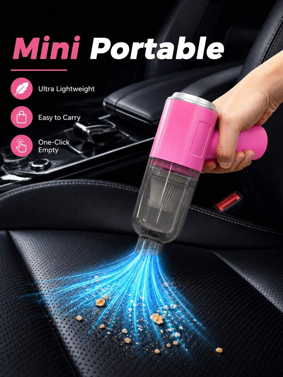 迷你無線車用吸塵器，便攜式手持吸塵器，適用於汽車內裝清潔，輕量充電式除塵器，適用於汽車、居家、辦公室，緊湊型汽車配件，送給男士與女士的禮物