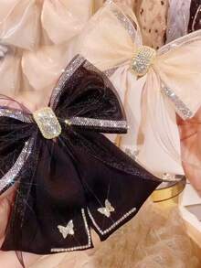 1PC Women's Black Hair Accessory Bow Spring Hair Clip, Satin Hair Accessory, Suitable For Everyday Parties, Date Girl Hair Decoration - Black Butterfly Style - View 11