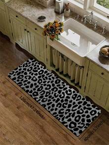 1pc Premium Gray Leopard Print Kitchen Anti-Slip Mat 3.5mm, Cuttable, Absorbent Anti-Fatigue Diatomaceous Earth Floor Mat, Bathroom Floor Mat, Hallway Small Rug, Kitchen, Bathroom, Entryway, Living Room, Outdoor Garden, Indoor Mat - View 12