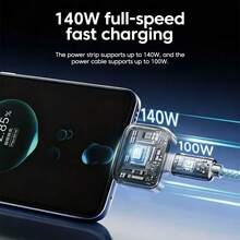 140W Smart Full Charge Detachable Type-C Charging Adapter, Overcharge Protection, Auto Power-Off, Suitable For Type-C Devices - Multicolor - View 5