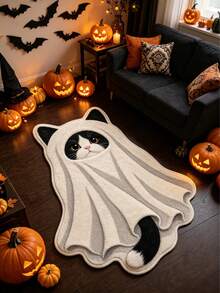 1pc Ghost Cat Doormat, Living Room Rug, Carpet, Area Rug, Small Area Rug, Mat, Home Decor, Large Living Room Rug, Round Rug, Living Room Home Decor, Room Decor, Washable Rug, Halloween Gift - Ghost Cat - View 2