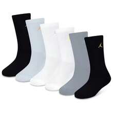 Nike Jordan Legend Crew Socks 6-Pack Boys' Grade School Gold/Grey/Black BJ0583-G0J - 白藍黑 - 查看 1