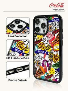Coca-Cola Exquisite Phone Case With Black Border Acrylic Back Panel, Anti Drop And Anti Slip, Suitable For IPhone 17,17 Air,17 Pro,17 Pro Max,11,12,13,14,15,16 Pro,16 Pro Max,14 Plus,15 Plus,16 Plus,15 Pro,16 Pro Max,XR, Friend Gifting Phone Case - Black - View 3