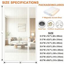 Magnetic Screen Door, Side-Opening Double-Sided Installation Magnetic Mosquito Net Door, Mosquito-Proof Door Curtain, Polyester Fiber Mesh, High-Density Breathable Screen, Balcony Patio Fly And Insect-Proof Door Curtain, With Installation Accessories - White - White - View 3