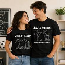 Vintage Oversized Unisex T-Shirt, Funny Soccer Foul Meme Tee, Y2K Sports Fan Tee,  And Cute Urban Style Top, Match Day Outfit - 黑色 - 查看 5