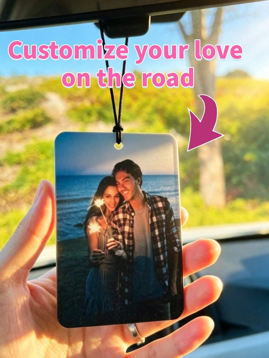 Custom Photo Car Interior Acrylic Pendant + Backpack Charm Accessory Dual Use | Gift For Parents/Friends/Bridesmaids | High-Definition Acrylic Permanent Storage Supports Image & Text Customization | Car Decor/Couple Souvenir - Multicolor - View 1