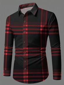 Camisa de manga larga con botones, a rayas y a cuadros, de estilo casual y de negocios para hombres.Camisa formal para hombres.Camisa a cuadros para hombres.Adecuada para uso diario, ir al t - Gris - Ver 2