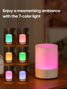 kinscoter 1 buah Diffuser Aroma Mini USB, Kapasitas 120ml, Ringkas & Portabel, Pelembap Udara Ultrasonik, Lampu Malam Berwarna Ringan, Diffuser Minyak Esensial, Cocok Untuk Kantor, Rumah, dan Hotel - Putih - View 4