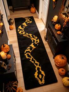 1pc Yellow Snake Pattern Hallway Runner Rug, Long Strip Carpet, Area Rug, Mat, Home Decor, Living Room Area Rug, Living Room Home Decor, Room Decor, Washable Rug, Halloween Gift - Yellow Snake - View 1