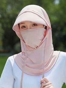 1件中性防曬面罩帽組合，夏季女用遮陽帽，全臉冰絲透氣圍脖，開車騎行面部遮蓋護頸，適合日常出行、購物、旅行防曬 - 款式C - 查看 18