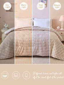 1pc Light Beige Fresh And Cute Striped Summer Quilt (1 Summer Quilt), Rural Vintage Daily Classic, Synthetic Fiber Polyester Comfortable And Breathable Suitable For All Seasons, Applicable For Bedroom Settings, Home Decoration, Ideal Gift Choice - Multicolor - View 5