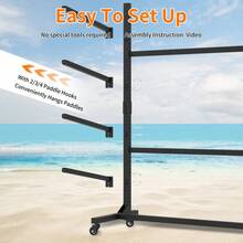 80''H Freestanding Kayak Storage Rack – Holds 4 Kayaks, Heavy-Duty Adjustable Stand With Lockable Wheels For Kayak, Canoe, SUP & Surfboard, 45.87"W*28.94"D*80"H-XY932091 - Multicolor - View 9