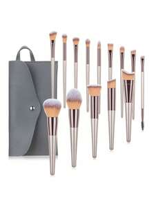 10pcs/14pcs Champagne Gold Makeup Brush Set, Blush, Eyeshadow, Eyebrow, Contour, Powder Brushes, Makeup Tools - Multicolor - View 4
