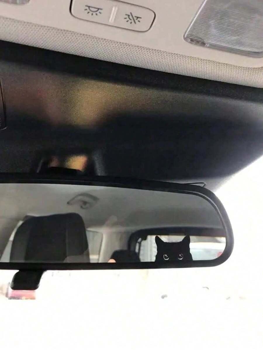 Pegatina de gato asomándose, pegatina para coche, pegatina de gato negro asomándose, botón en blanco, pegatina de vinilo, pegatina para coche, pegatina de vinilo, pegatina desplegable, pegatina de gato - A - Ver 1