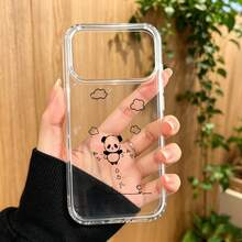 新款手机壳:适配 iPhone17 16 15 14 13 12 11 proPro Max系列 可爱卡通 熊猫跳跃 - クリア - チェックする 5