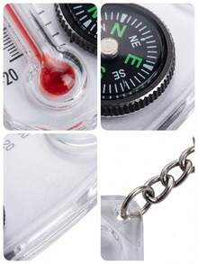 Multifunctional Compass Keychain With Thermometer And Magnifier Clear Acrylic Bag Charm For Men Women Sleek Portable Compass Key Chain For Forest Treks Backpack Accessories Fishing Equipment Camping Hiking Cycling Cruise Travel Essentials - Multicolor - View 5