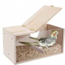 鸚鵡繁殖箱 木製鳥巢 長方形鳥屋 戶外木製鳥巢 家用寵物鸚鵡棲架 - A - 查看 2