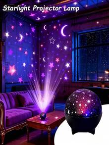 Cute Galaxy Projection Lamp, USB Powered Star Moon Night Light With Type-C Cable For Kids Room & Bedroom Decor - 多色光 - 查看 1