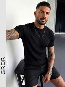 GRDR Men's Summer Round Neck Short Sleeve Knit Sweater, Suitable For Outdoor Activities, Essential For Fashionable Outfitting - Black - View 6