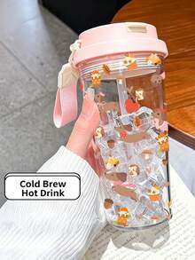 1pc/5pcs 500ml Autumn Dachshund Hedgehog Theme Insulated Cup, 500ml Plastic Cup With Straw And Lanyard, Leak-Proof Flip Lid, Cold Brew Hot Drink Iced Coffee Water Cup, Suitable For Dog Lovers Daily Use - Multi-color - Diverse Dachshunds - View 14