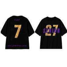 For Seniors, Personalized Name And Number, Oversized Urban Style In Black, Gold And Purple, Personalized Graduation Gift For Sports And Outdoor Use - 白色 - 查看 6