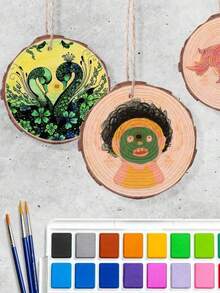 4pcs Natural Wood Slices, Suitable For Table Centerpiece Decoration And Crafting - Perfect For Painting, DIY Projects, Wedding Decor, Christmas Decor, Room Decor, Bedroom Decor, Home Decor - Multicolor - View 4