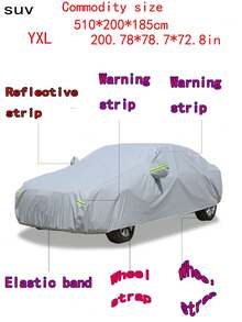 SUV Car Cover All-Weather Waterproof Snowproof Sunproof Dustproof SUV Car Cover With Reflective Strips And Fixing Straps Suitable For Outdoor Parking Rain Snow UV Protection - Black - View 27