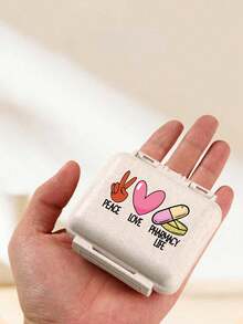 Mini 6-Compartment Portable Pill Box, Medicine Storage Box, Travel Pill Box, Printed With "My Pill Box" And Pill Pattern, 6-Compartment Small Pill Box, Sealed Pill Packaging Storage Box, 6-Day Weekly Pill Storage Box, Travel Essential Pill Box, Daily Vitamin Pill Box, Pocket Pill Box Storage Box, Exquisite Storage Box, Home Essential, Travel Essential - Multicolor - View 6