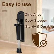 1pc Black Heavy Duty Invisible Door Stopper - Foot Pedal Spring Mechanism | Zinc Alloy Construction | Easy To Position And Install | Suitable For Living Room, Bedroom, Office, Apartment And Hotel | Wall Protection | Stylish Design | Durable - Large Black - View 9