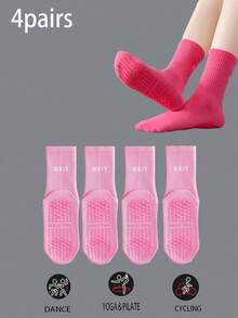 3/5/7 Paar rutschfeste Socken mit Buchstabenmuster, atmungsaktive Sport-Fitness-Yoga-Pilates-Socken bis zur Mitte der Wade, professionelle Indoor-Sport-Fitness-Yoga-Tanz-Pilates-Socken mit rutschfester Silikonsohle, Herbst - Verschiedenfarbig - Übersicht 15