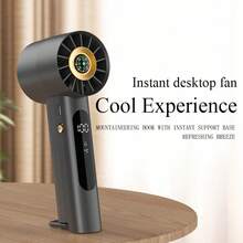 1800mAh USB Rechargeable Handheld Fan That Is Compact And Portable, Summer Cooling Suitable For Desktop Use. It Features Adjustable Wind Speeds From 1 To 100 And Displays Battery Levels, Making It Convenient For Travel And Outdoor Activities. - 手持 - 查看 5