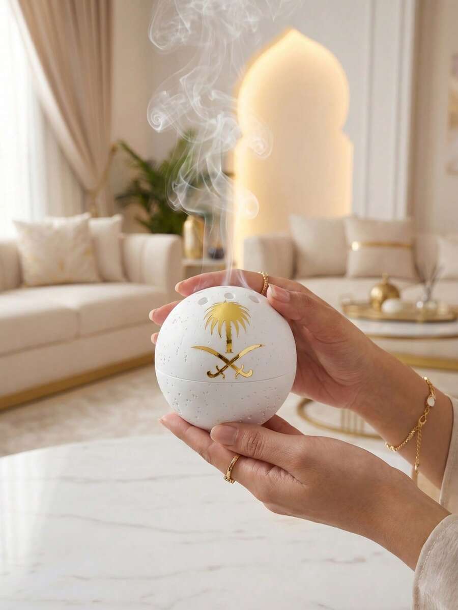 1件/套 球形紋理香爐，現代侘寂風樹脂香座，整體圓潤球形，適合居家裝飾、裝飾陳列、極簡客廳、書房、茶室、輕食咖啡廳、民宿、特色咖啡廳