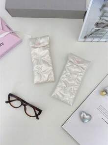 1件裝愛心/蝴蝶結圖案柔軟眼鏡收納袋，旅行便攜絎縫加厚時尚眼鏡收納包，眼鏡收納袋 - 彩色 - 查看 6