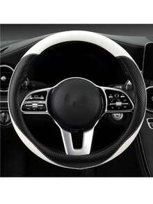 1pc Soft Touch Anti-Slip Car Steering Wheel Cover With Inner Ring, Fits Most Car Models - Multicolor - View 3