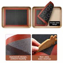 1 Or 2Pcs Perforated Double Sided Silicone Baking Sheet, 12x16 Inches Breathable Mesh Oven Liner With Macaron Bread Markings, Reusable Bake Mat For Cookie Pastry Bread Pizza - View 7