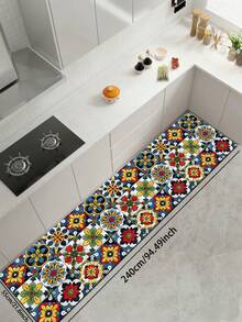 1pc American Style Colorful Vintage Tile Diatom Mud Kitchen Floor Mat, 3.5mm Rubber Non-Slip Bottom Oil-Resistant Wear-Resistant, Sponge Layer Water-Absorbent, Kitchen Bathroom Hallway Living Room Universal Foot Mat - View 15