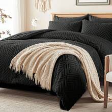 Zzlpp - 7 Piece Complete Duvet Set, Cream Tufted Bed In A Bag With Duvet And Sheets, All Season Boho Bedding Set With 1 Duvet, 2 Decorative Pillowcases, 2 - 黑色 - 查看 1