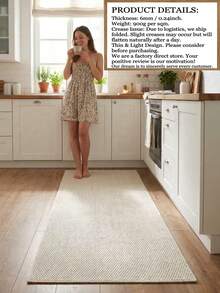 1pc, Machine Washable Off-White Pineapple Ring Runner Rug, (Faux Sisal) Decorative Rug, TPR Non-Slip Bottom, Door Mat, Living Room Rug, Decorative Rug, Outdoor Rug, Runner Rug, All-Season Style, Innovative Design, Platform Best-Seller, Spring Door Mat, Decorative Rug, Best-Seller, Holiday Gift, Party - Beige - View 3