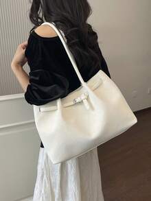Premium Fashion Versatile Shoulder Commuter Bag For Women, Spring/Summer New Style, Large Capacity Tote Bag For Students, Woven Shopping Bag - White - View 9