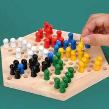 Wooden Checkers Game Board Children's Tabletop Game Educational Board Game Parent-Child Interactive Toy Children's Day Gift - Multicolor - View 5