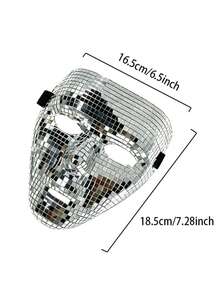 Disco Ball Mirror Mask For Men And Women, Shiny Reflective Mirror Ball Mask, Retro Disco Mosaic Glitter Mirror Mask, Costume Accessory For Party, Masquerade, Bar, DJ, Stage Performance, Adult Makeup Ball, Can Be Used As Desktop Glass Mirror Decoration Ornament - Multicolor - View 5