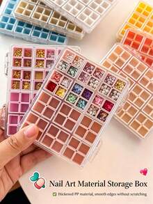 48-Grid Transparent Acrylic Nail Art Rhinestone Storage Box, Dust-Proof Compartment Organizer For Nail Art Decorations, Beads, Gemstones, Jewelry, Nail Salon Supplies, Empty Rhinestone Display Box - Multicolor - View 4