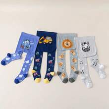 3pcs Boys Cartoon Animal & Car Pattern Bodysuits, Cute Animal Car & Excavator Design, Breathable & Comfortable, Suitable For All Seasons Daily Wear - Multicolor - View 6