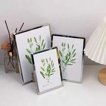 1/3pcs Stainless Steel Photo Frame, Vertical Rectangular Picture Frame, Suitable For Displaying Personal, Family Or Memorial Photos, Enhances Decorative Effect, Suitable For Various Occasions, Holiday Gifts, Desktop Decoration Home - Multicolor - View 1