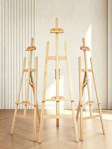 Triangular Easel, Made Of Log Material With Stable Load-Bearing Capacity, Adjustable Height, Triangular Support Structure For Anti-Wobble Performance, Suitable For Painting And Display Board Exhibition, Easy To Assemble, Disassemble And Store - A - View 5
