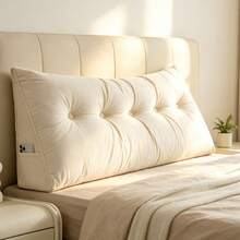 Large Wedge Headboard Reading Pillow, Backrest Support Pillow For Sitting Up In Bed, Equipped With Removable Washable Pillowcase - Apricot - View 14
