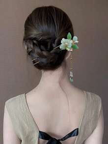 1pc Elegant Peony Flower Pearl Tassel Hair Stick, Daily/Banquet Updo Hair Accessory - Multicolor - View 2